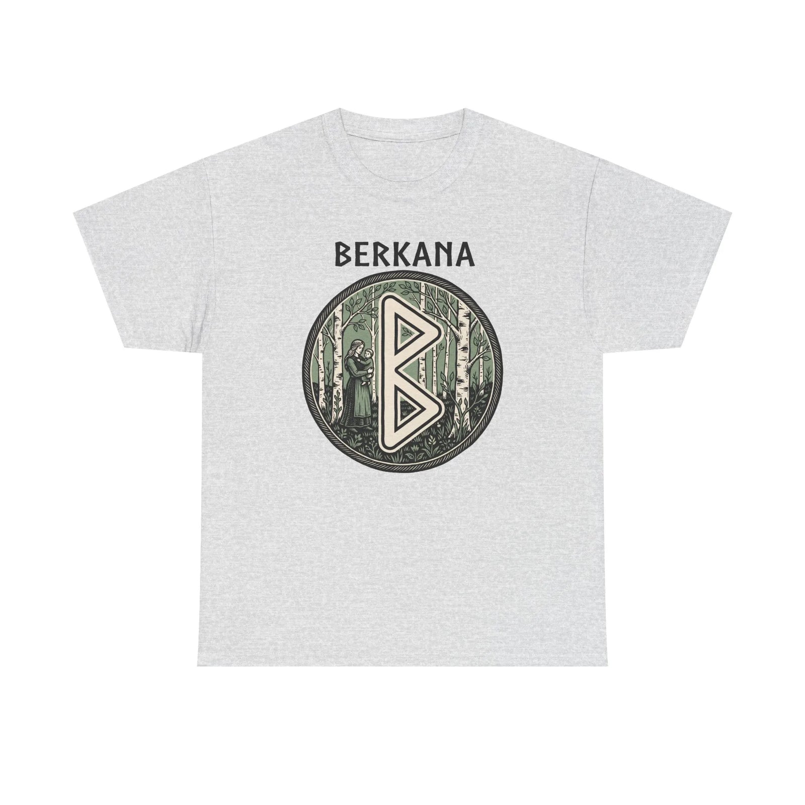Berkana Rune Earth Mother Graphic T-Shirt - Heavy Cotton Classic Fit Tee - Unisex White