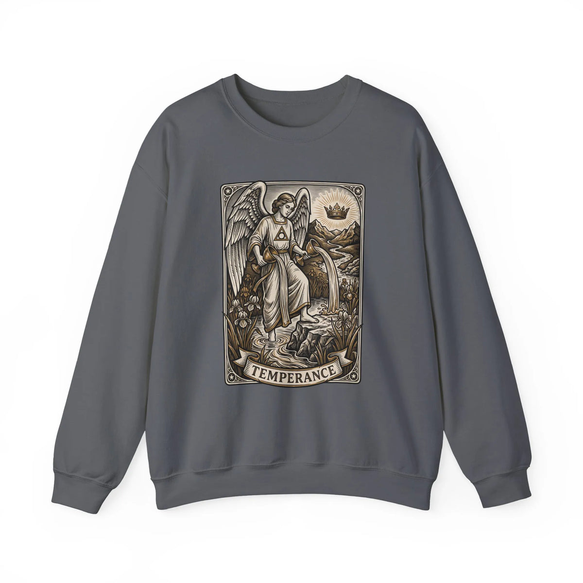 Temperance Tarot Card Angel Sweatshirt - Heavy Blend Fleece Crewneck - Unisex White