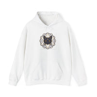 Third Eye Sacred Geometry Alchemist Cat Hoodie - Heavy Blend Fleece Pullover - Unisex White