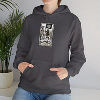 Death Tarot Card Graphic Hoodie - Medium-Heavy Cotton-Poly Blend Pullover - Unisex White