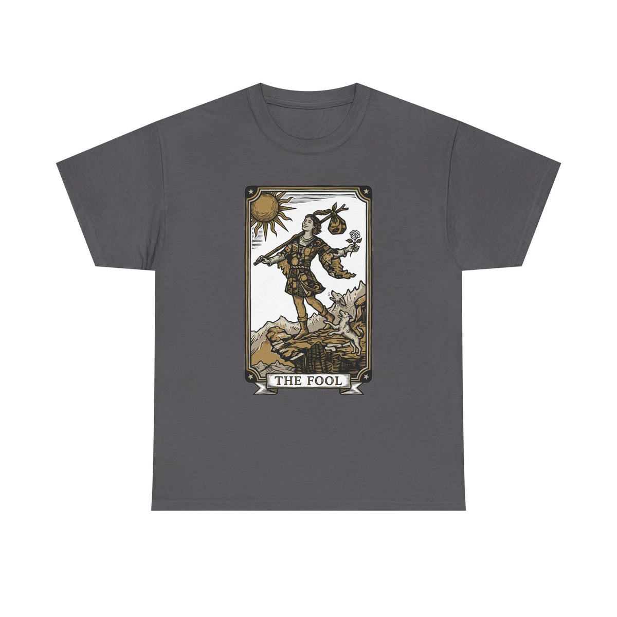 The Fool Tarot Card Graphic T-Shirt - Heavy Cotton Classic Fit Tee - Unisex White