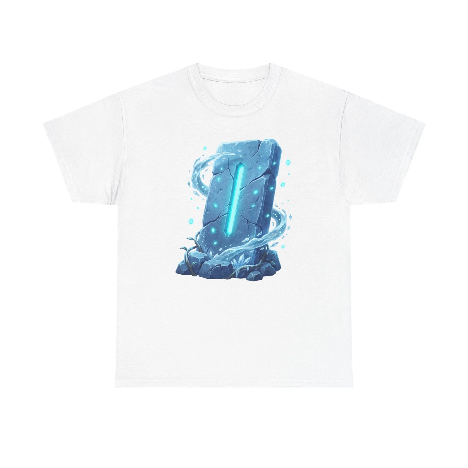 Glowing Isa Ice Rune T-Shirt - Heavy Cotton Classic Fit Tee - Unisex White