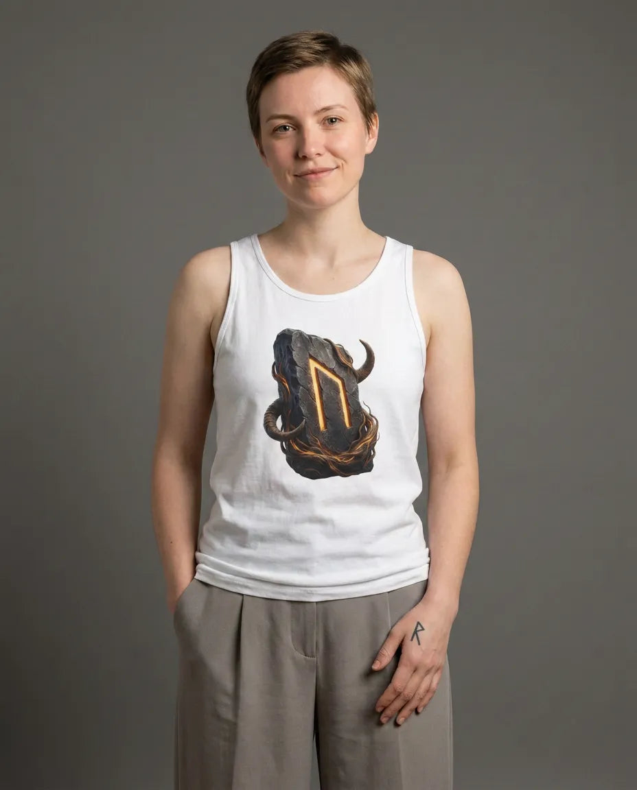 Uruz Rune Wild Ox Tank Top - Lightweight Ringspun Jersey Tank - Unisex Athletic Heather