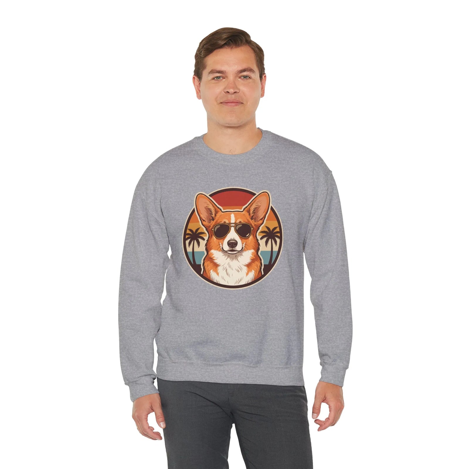 Corgi 70s Sunset Aviators Sweatshirt - Heavy Blend Fleece Crewneck - Unisex White