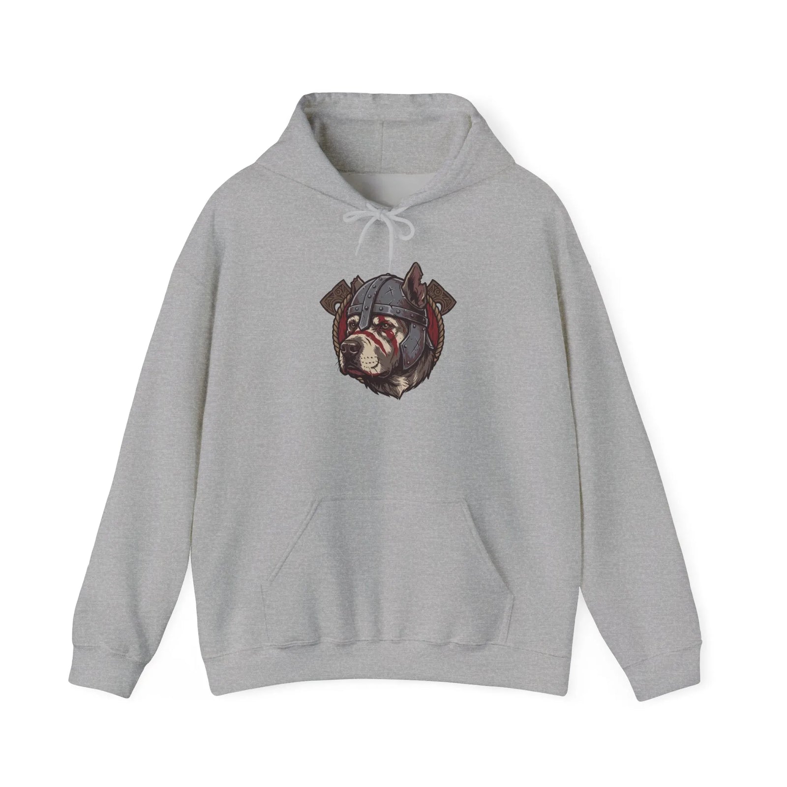 Viking Berserker Dogs Warpaint Hoodie - Medium-Heavy Cotton Blend Fleece - Unisex Sport Grey