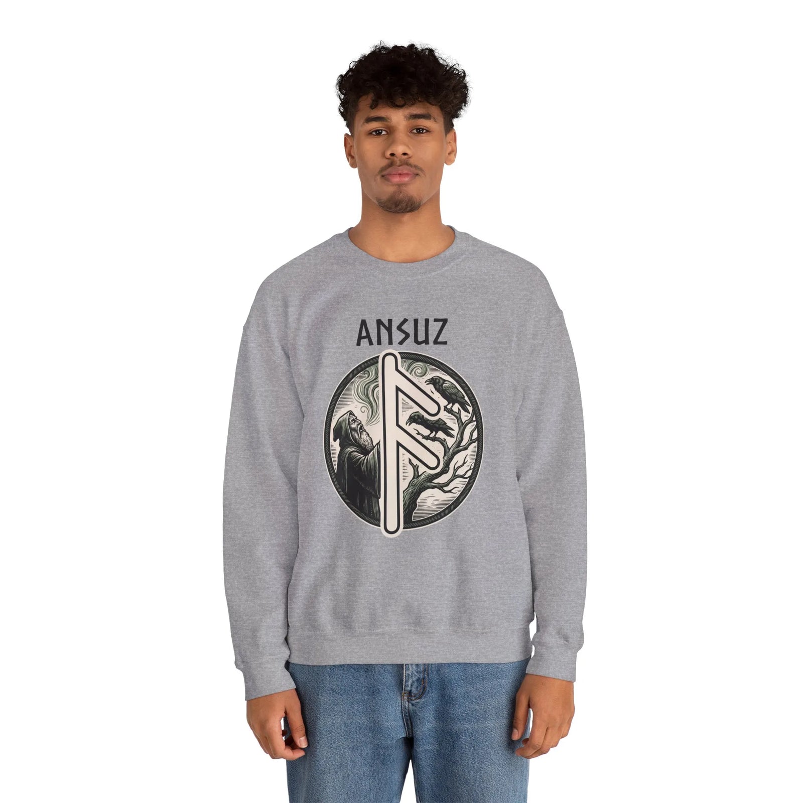 Ansuz Rune Divine Speech Sweatshirt - Heavy Blend Fleece Crewneck - Unisex Off White