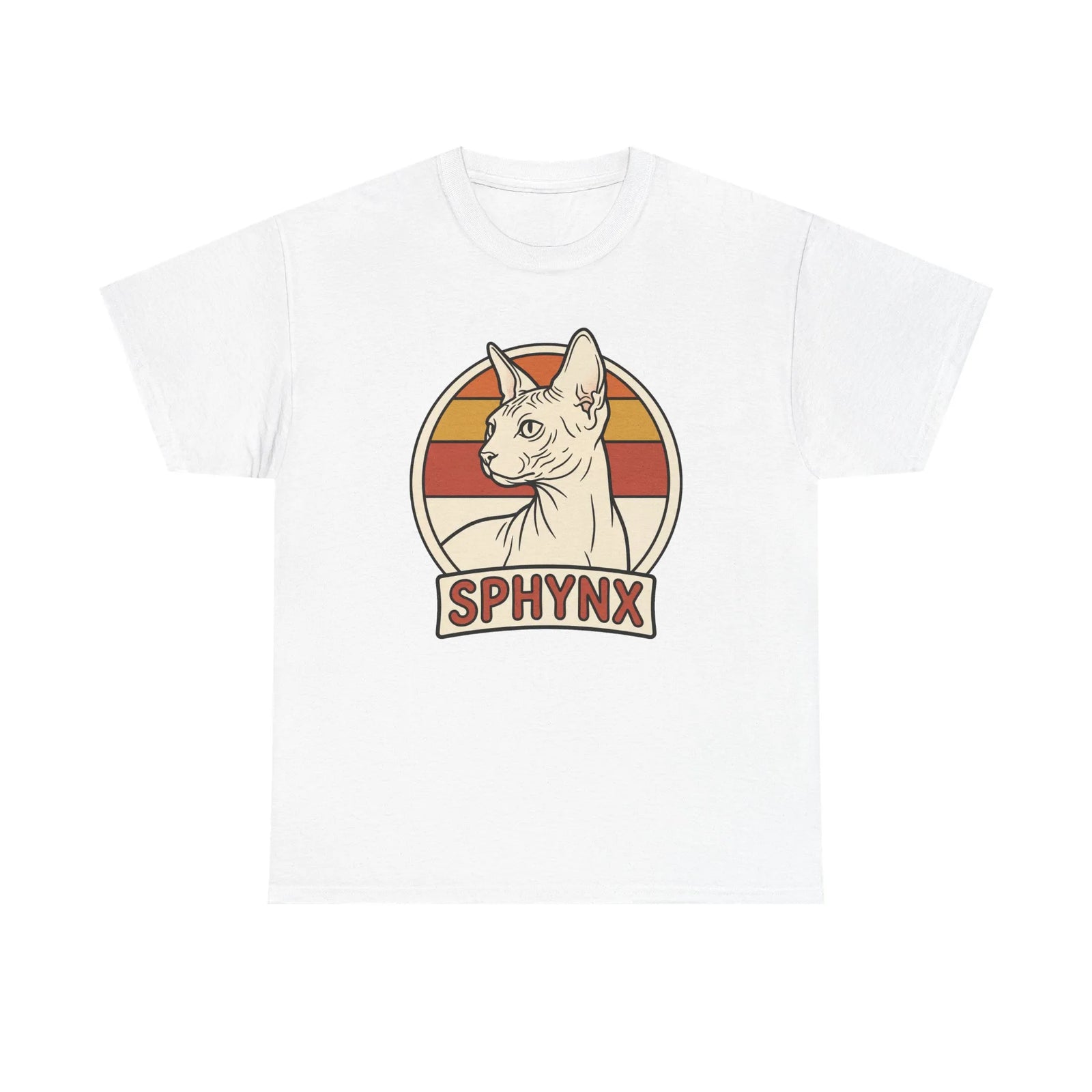 Sphynx Retro 70s Sunset Graphic T-Shirt - Heavy Cotton Classic Fit Tee - Unisex Off White