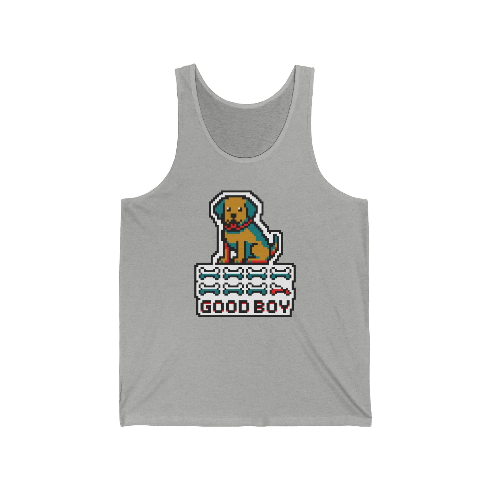 Good Boy 8-Bit Pixel Dog Gaming Tank Top - Lightweight Jersey Retail Fit - Unisex White
