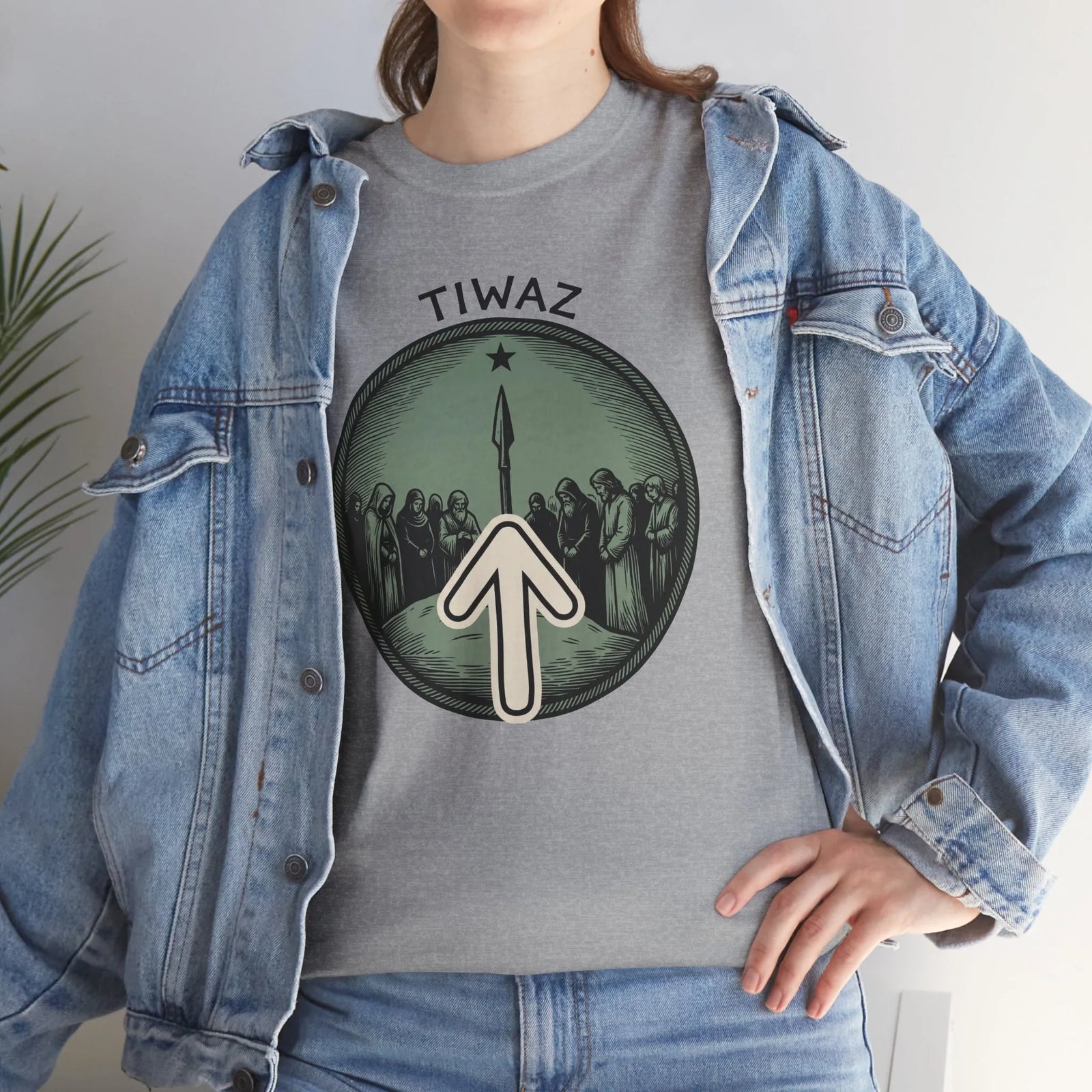 Tiwaz Rune Graphic T-Shirt - Heavy Cotton Classic Fit Tee - Unisex White