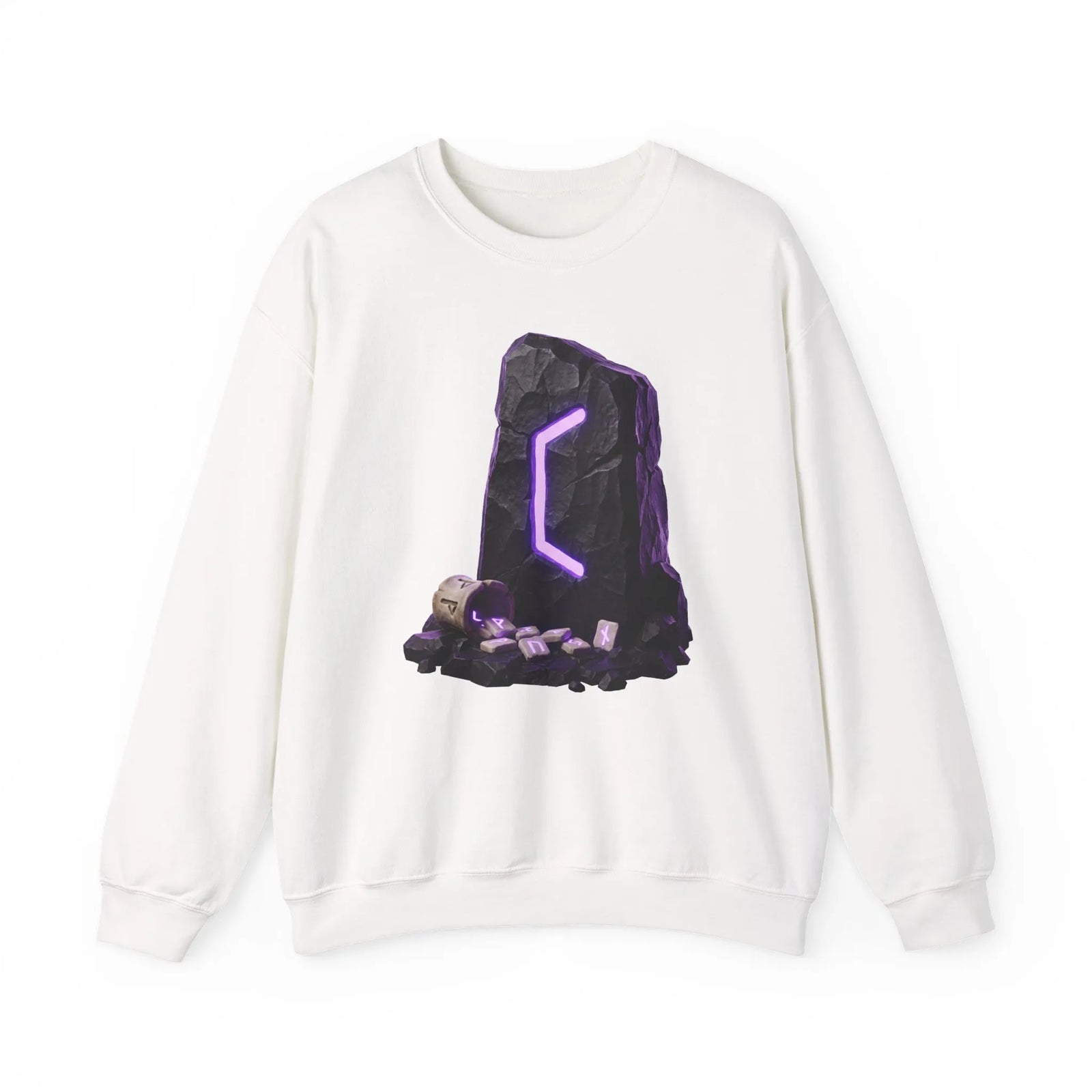 Perthro Rune Mystery Sweatshirt - Durable Cotton Poly Blend Crewneck - Unisex White