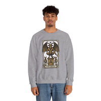 Devil Tarot Card Graphic Sweatshirt - Heavy Blend Fleece Crewneck - Unisex White