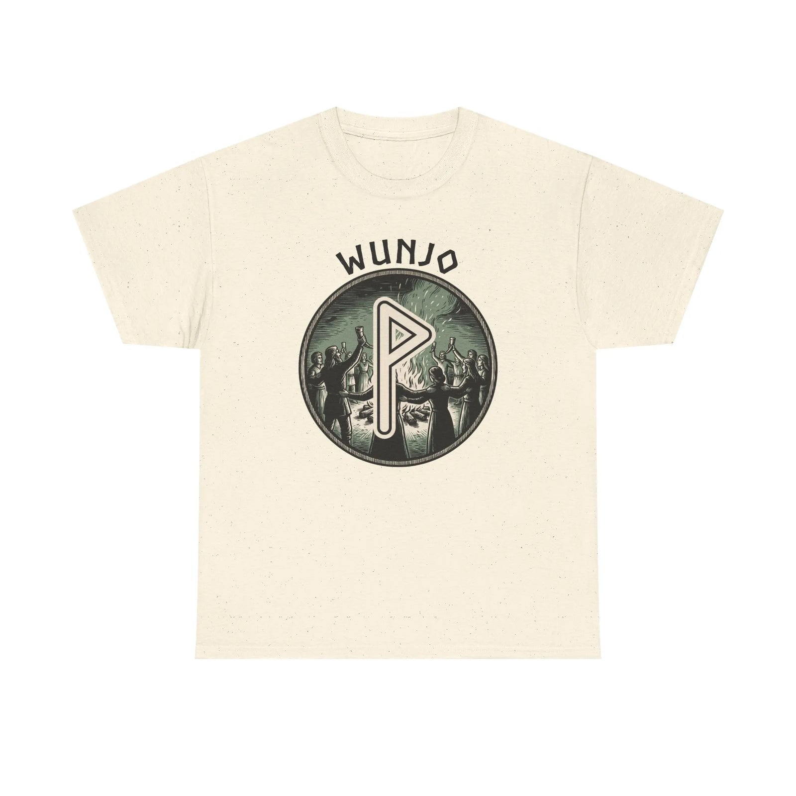 Wunjo Rune Joy Celebration T-Shirt - Heavy Cotton Classic Fit Crewneck - Unisex White
