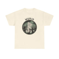 Wunjo Rune Joy Celebration T-Shirt - Heavy Cotton Classic Fit Crewneck - Unisex White