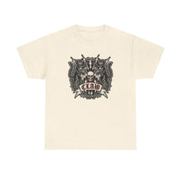 Heavy Metal Rocker Cats Band Crest T-Shirt - Heavy Cotton Classic Fit Tee - Unisex White