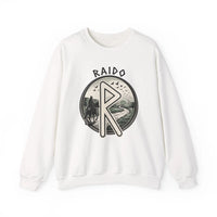 Raido Rune Journey Sweatshirt - Heavy Blend Classic Fit Crewneck - Unisex White