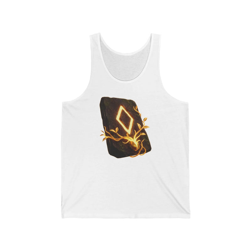 Ingwaz Sacred Seed Rune Graphic Tank Top - Lightweight Combed Cotton Retail Fit - Unisex White