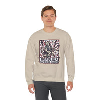 Heavy Metal Rocker Cat Sweatshirt - Heavy Blend Fleece Crewneck - Unisex White