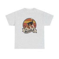 Retro 70s Sunset Beagle Graphic T-Shirt - Heavy Cotton Classic Fit Tee - Unisex White