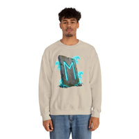 Ehwaz Rune Spirit Horse Sweatshirt - Heavy Blend Classic Fit Crewneck - Unisex White