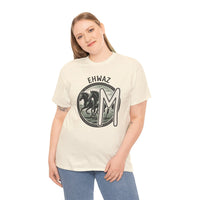 Ehwaz Rune Divine Horses T-Shirt - Heavy Cotton Classic Fit Tee - Unisex White