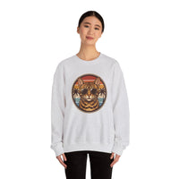 Bengal Cat Aviator Sunset Sweatshirt - Heavy Blend Fleece Crewneck - Unisex White