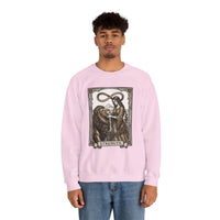 Strength Tarot Card Sweatshirt - Heavy Blend Crewneck Fleece - Unisex White