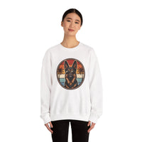 German Shepherd 70s Sunset Aviators Sweatshirt - Heavy Blend Cotton-Poly Crewneck - Unisex White