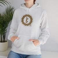 Berkana Earth Mother Rune Hoodie - Heavy Blend Fleece Pullover - Unisex White