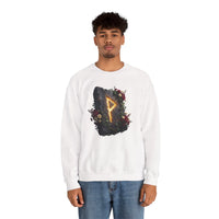 Wunjo Rune Blossom Sweatshirt - Heavy Blend Crewneck Fleece - Unisex Ash