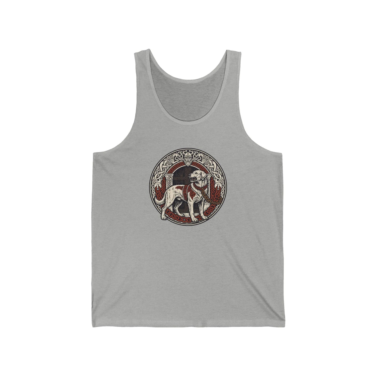 Garmr Odin's Wolves Norse Woodcut Tank Top - Soft Lightweight Cotton Jersey - Unisex White