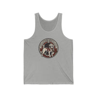 Garmr Odin's Wolves Norse Woodcut Tank Top - Soft Lightweight Cotton Jersey - Unisex White