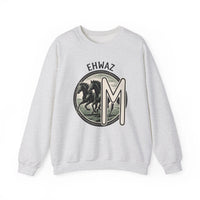 Ehwaz Divine Twins Horse Sweatshirt - Heavy Blend Cotton Blend Crewneck - Unisex White