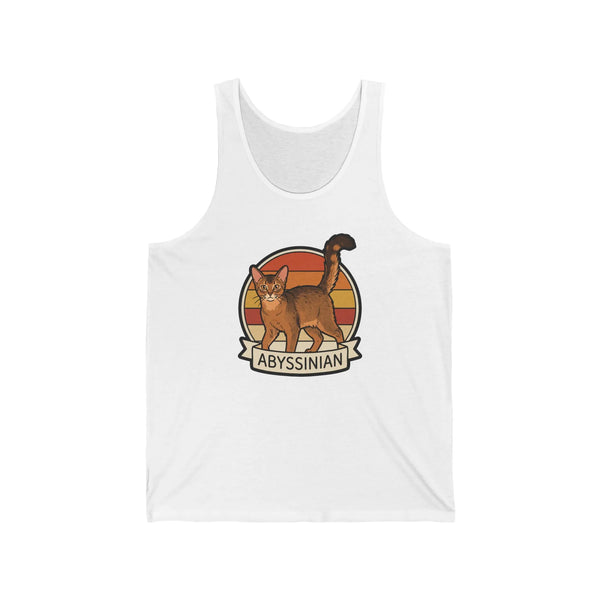Abyssinian Retro 70s Sunset Tank Top - Soft Combed Cotton Retail Fit - Unisex White