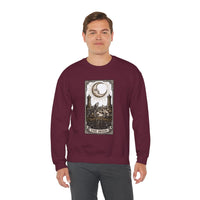 Moon Tarot Card Wolves Graphic Sweatshirt - Heavy Blend Fleece Crewneck - Unisex White