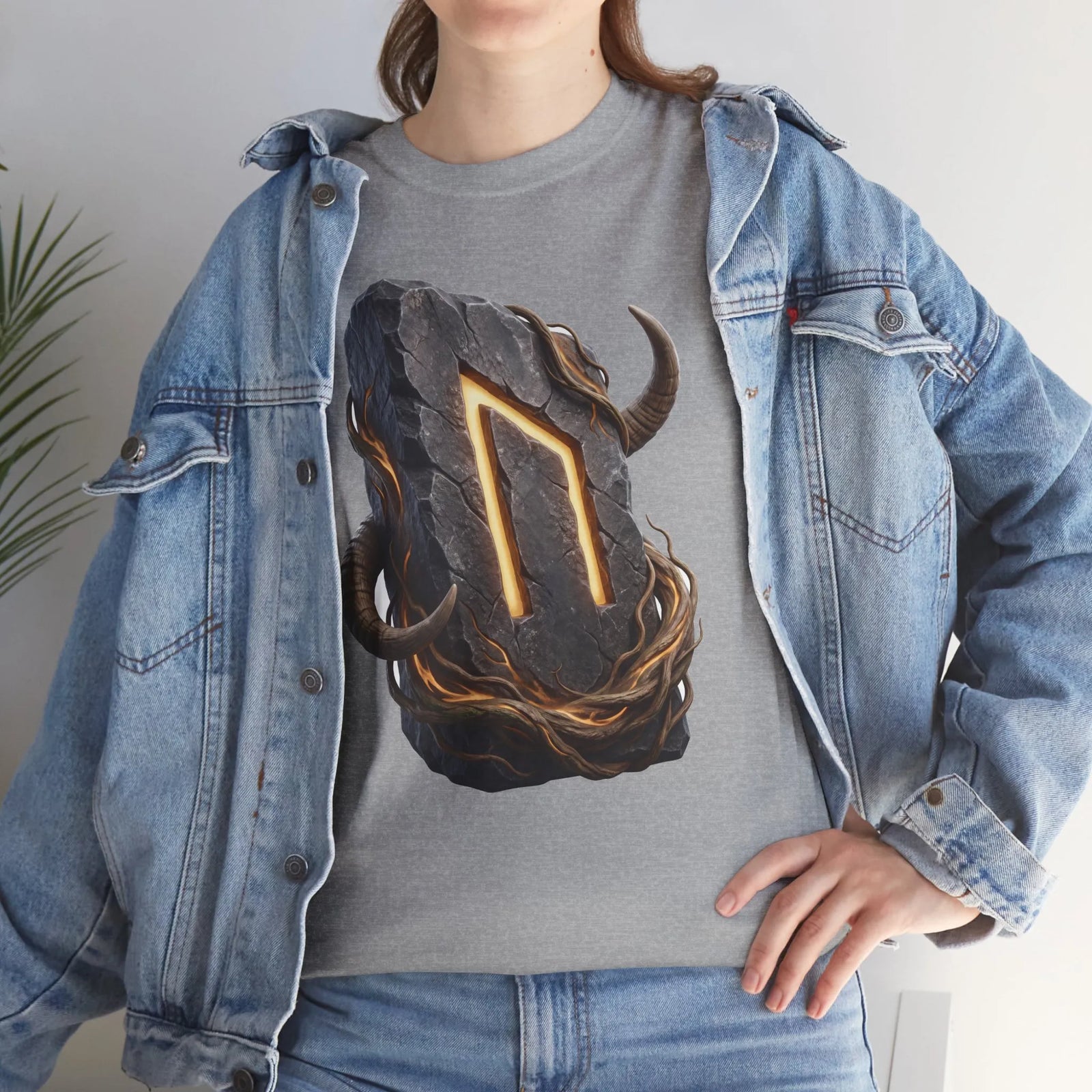Uruz Rune Wild Ox Strength T-Shirt - Heavy Cotton Classic Fit Tee - Unisex White