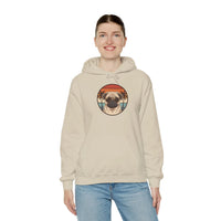 Pug 70s Sunset Aviator Hoodie - Heavyweight Cotton Blend Pullover Hoodie - Unisex White