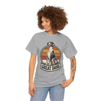 Great Dane Retro 70s Sunset Graphic T-Shirt - Heavy Cotton Classic Fit Tee - Unisex White