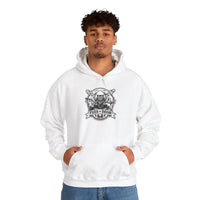 Drummer Heavy Metal Rocker Cats Hoodie - Classic Fit Heavy Blend Fleece - Unisex White