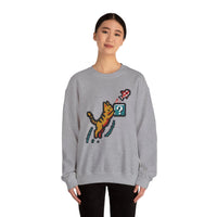 8-Bit Pixel Gaming Cats Sweatshirt - Heavy Blend Fleece Crewneck - Unisex White