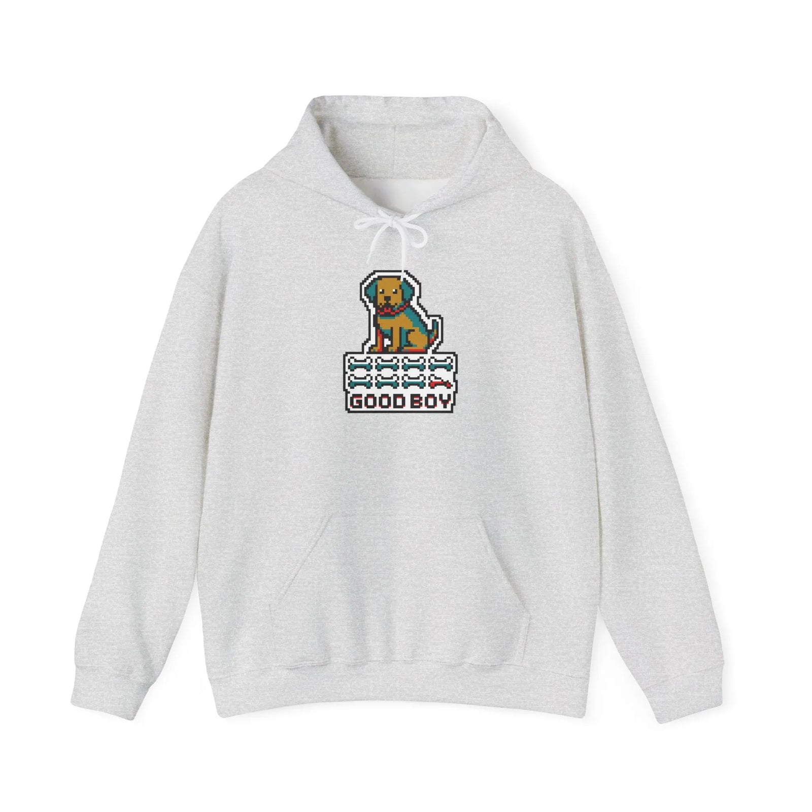 8-Bit Pixel Gaming Dogs Hoodie - Heavyweight Cotton Blend Pullover - Unisex White