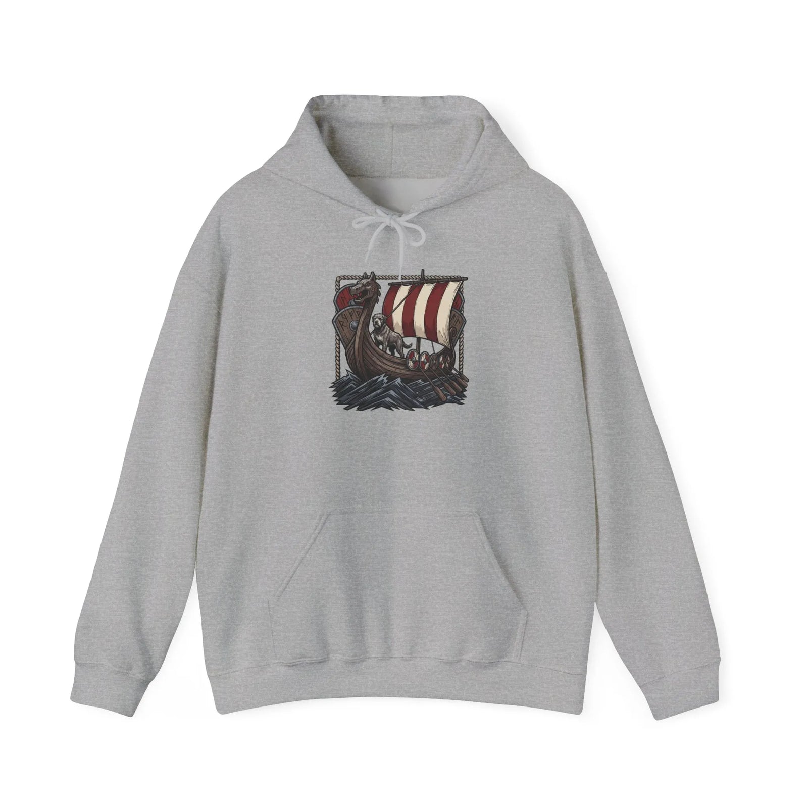 Longship Prow Viking Dog Hoodie - Cozy Cotton Poly Fleece - Unisex White