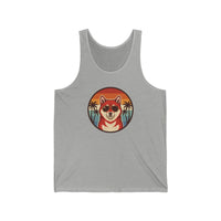 Shiba Inu Aviator Sunglasses Sunset Tank Top - Soft Lightweight Retail Fit Jersey - Unisex Athletic Heather