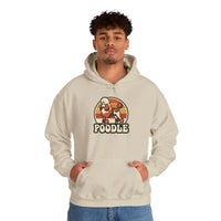 Retro 70s Sunset Poodle Hoodie - Cozy Cotton Blend Pullover - Unisex White