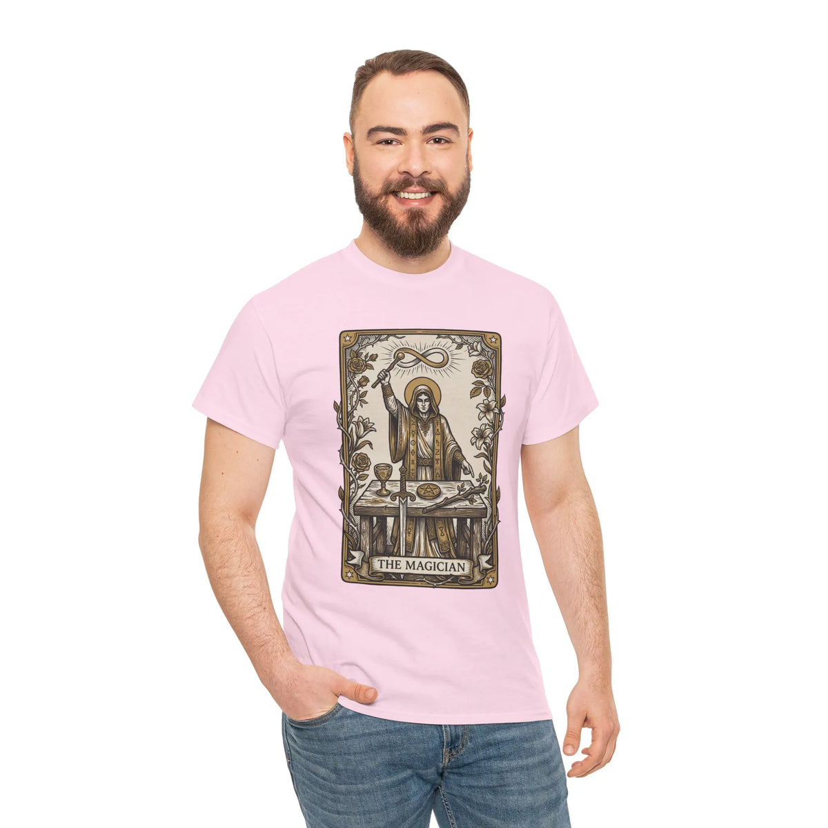 The Magician Tarot Card T-Shirt - Heavyweight 100% Cotton Classic Tee - Unisex White
