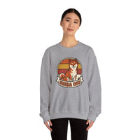 Shiba Inu Retro Sunset Graphic Sweatshirt - Heavy Blend Fleece Crewneck - Unisex White