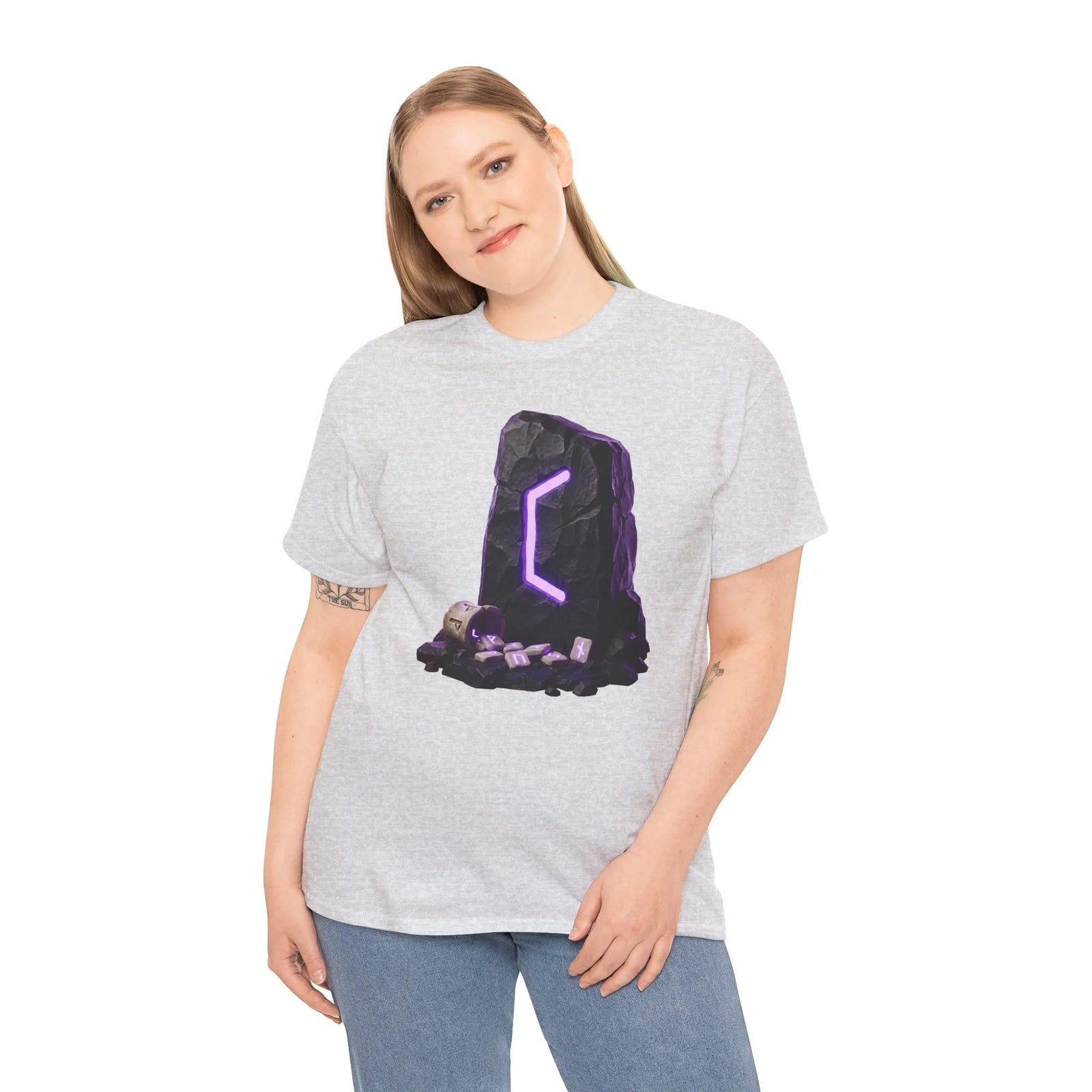 Perthro Rune Mystery Graphic T-Shirt - Heavy Cotton Classic Fit Crewneck Tee - Unisex White
