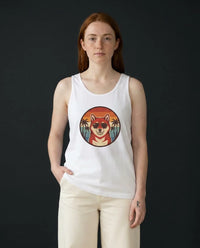 Shiba Inu Aviator Sunglasses Sunset Tank Top - Soft Lightweight Retail Fit Jersey - Unisex Athletic Heather
