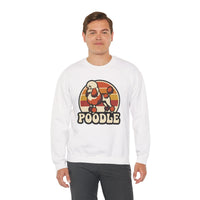 Poodle Retro 70s Sunset Sweatshirt - Heavy Blend Fleece Crewneck - Unisex White