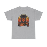 Retro 70s Sunset Rottweiler T-Shirt - Heavy Cotton Classic Fit Tee - Unisex Off White