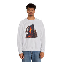 Nauthiz Rune Need-Fire Graphic Sweatshirt - Heavy Blend Crewneck Fleece - Unisex White